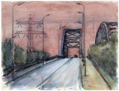 36059 Gezicht op de Vleutenseweg met de Vleutensebrug te Utrecht, uit het oosten.